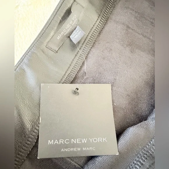 Marc New York Black Faux Leather Belted Flare Skirt - Size Large - Picture 5 of 12